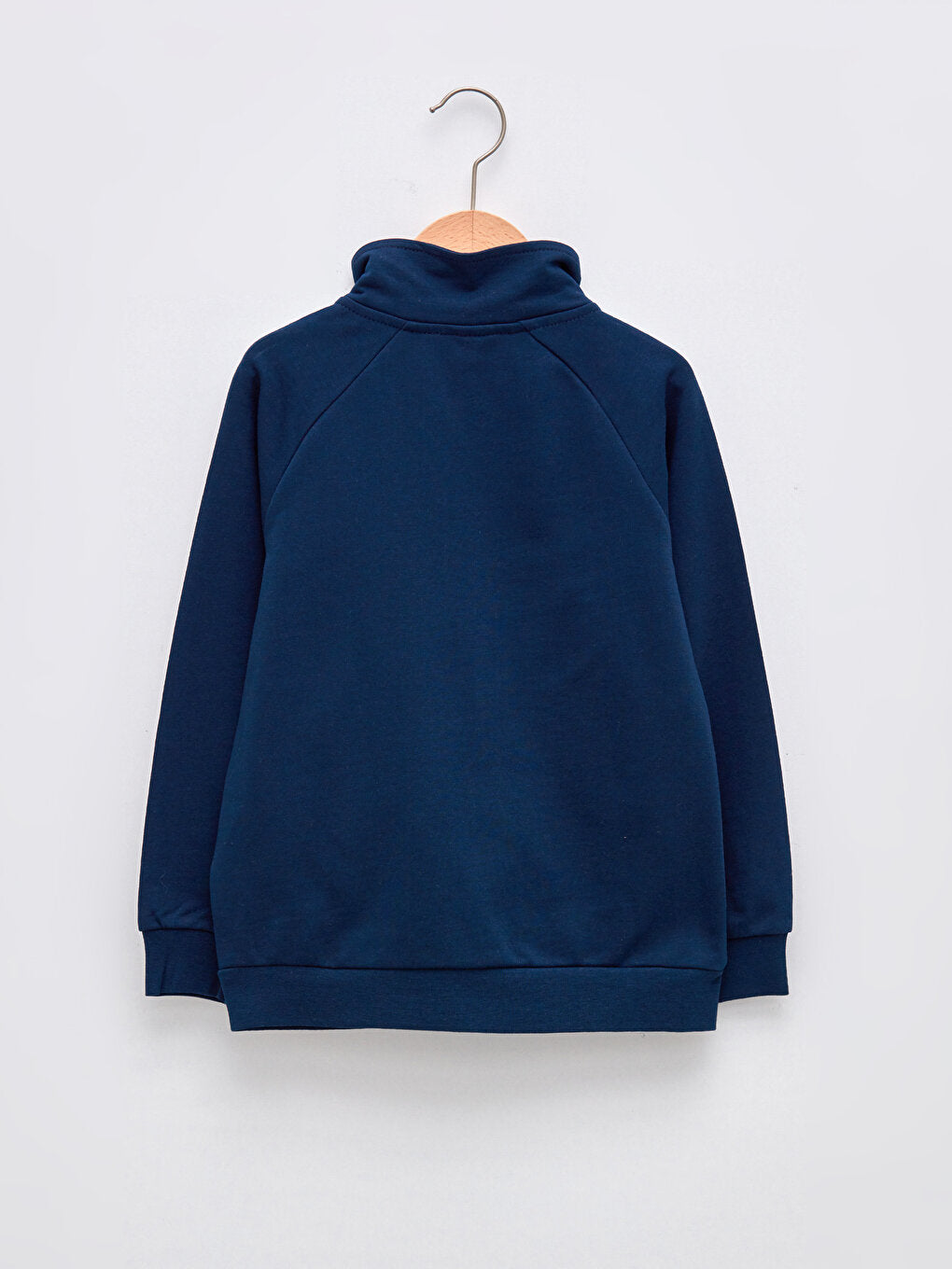 High Collar Basic Long Sleeve Boy's Zipper Sweatshirt