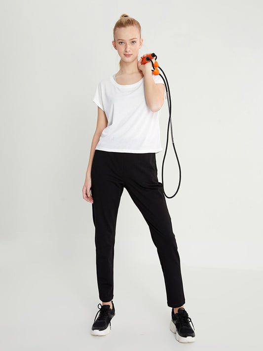 Women's Sweatpants with Elastic Waist and Flat Pocket Detail