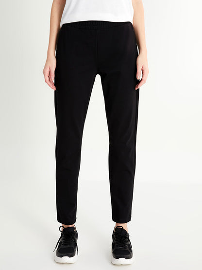 Women's Sweatpants with Elastic Waist and Flat Pocket Detail