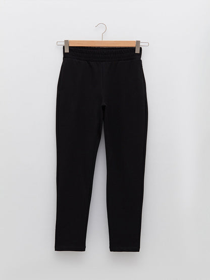 Women's Sweatpants with Elastic Waist and Flat Pocket Detail