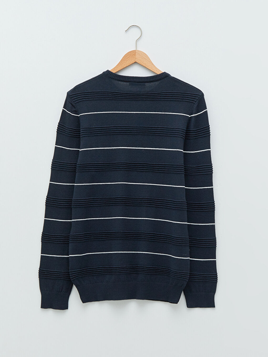 Crew Neck Long Sleeve Striped Men's Knitwear Sweater