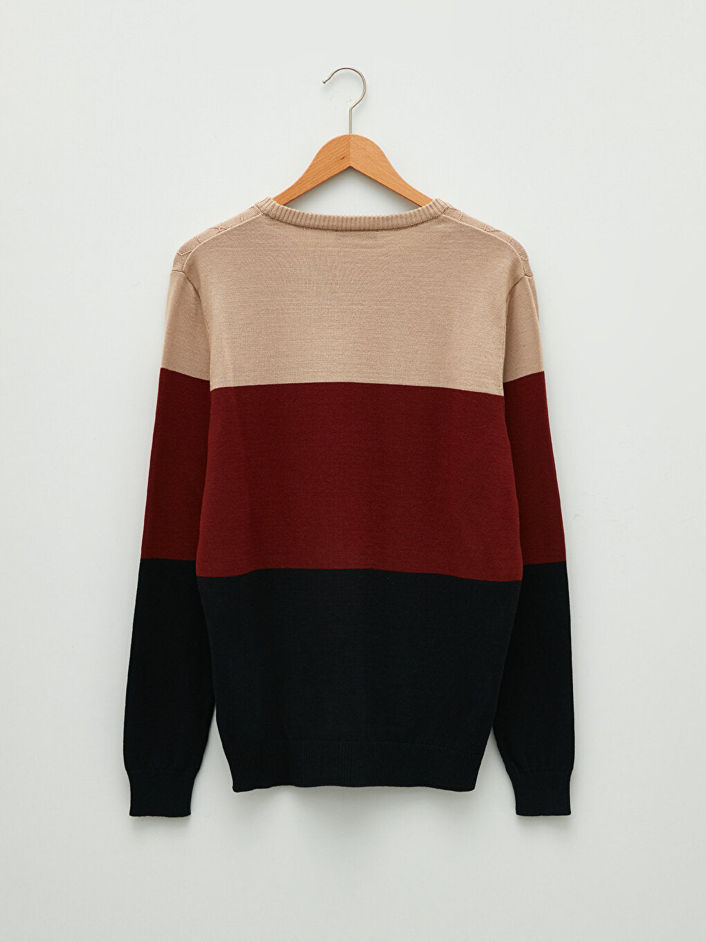 Crew Neck Long Sleeve Color Block Men's Knitwear Sweater