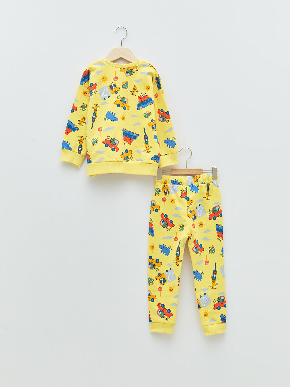 Crew Neck Long Sleeve Printed Baby Boy Sweatshirt and Jogger Pants 2-Piece Set