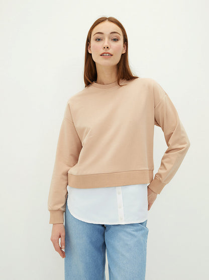 Crew Neck Plain Long Sleeve Women's Sweatshirt