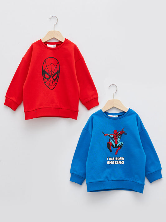 Crew Neck Long Sleeve Spiderman Printed Baby Boy Sweatshirt 2-pack