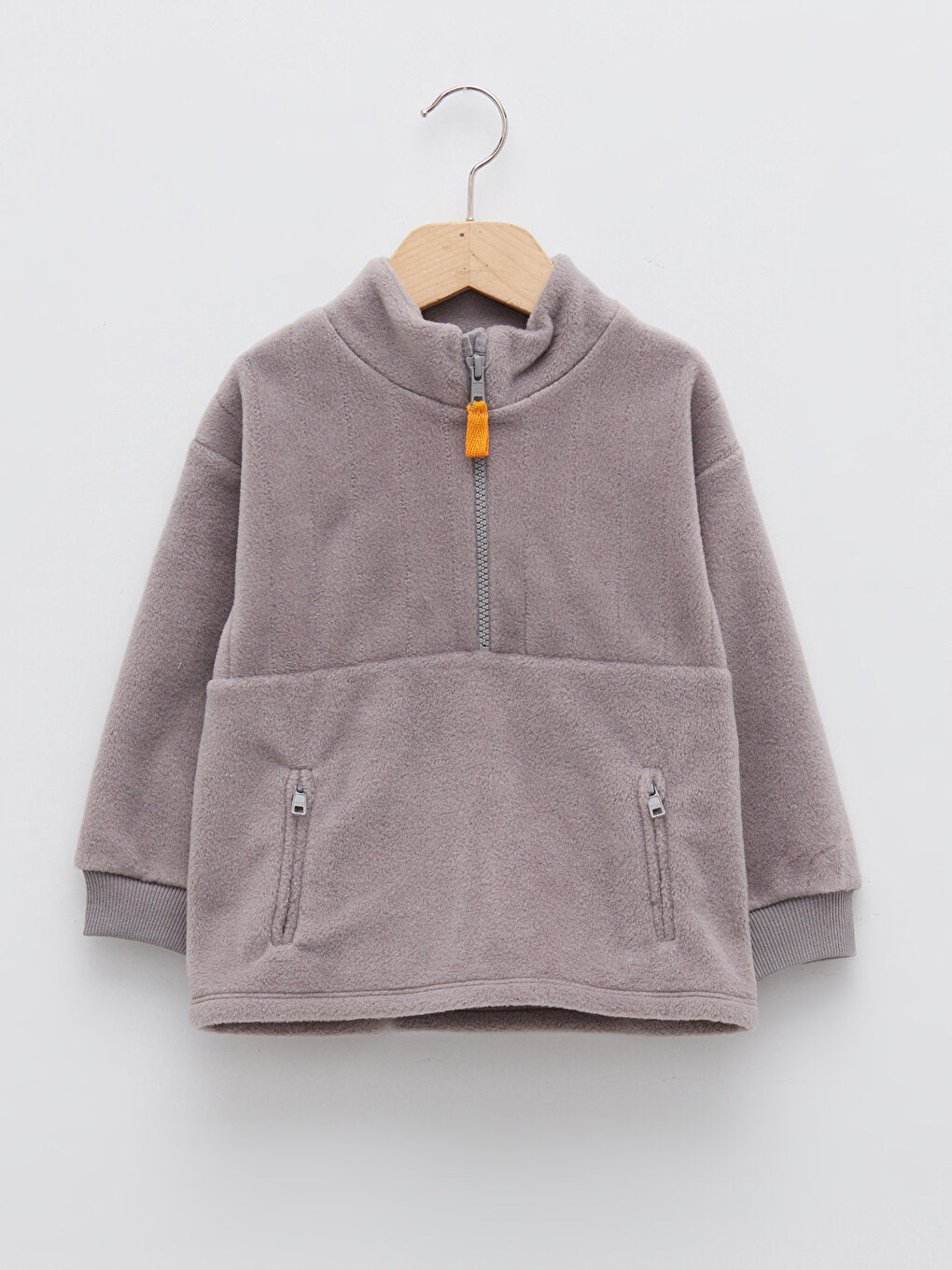 High Collar Long Sleeve Fleece Baby Boy Zipper Sweatshirt