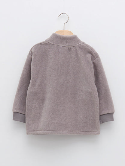 High Collar Long Sleeve Fleece Baby Boy Zipper Sweatshirt