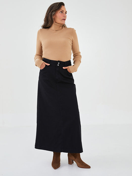 Slim Fit Women's Jean Skirt with Pocket Detail