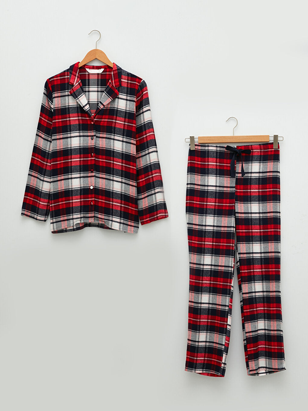 Shirt Collar Plaid Long Sleeve Viscose Women's Pajama Set