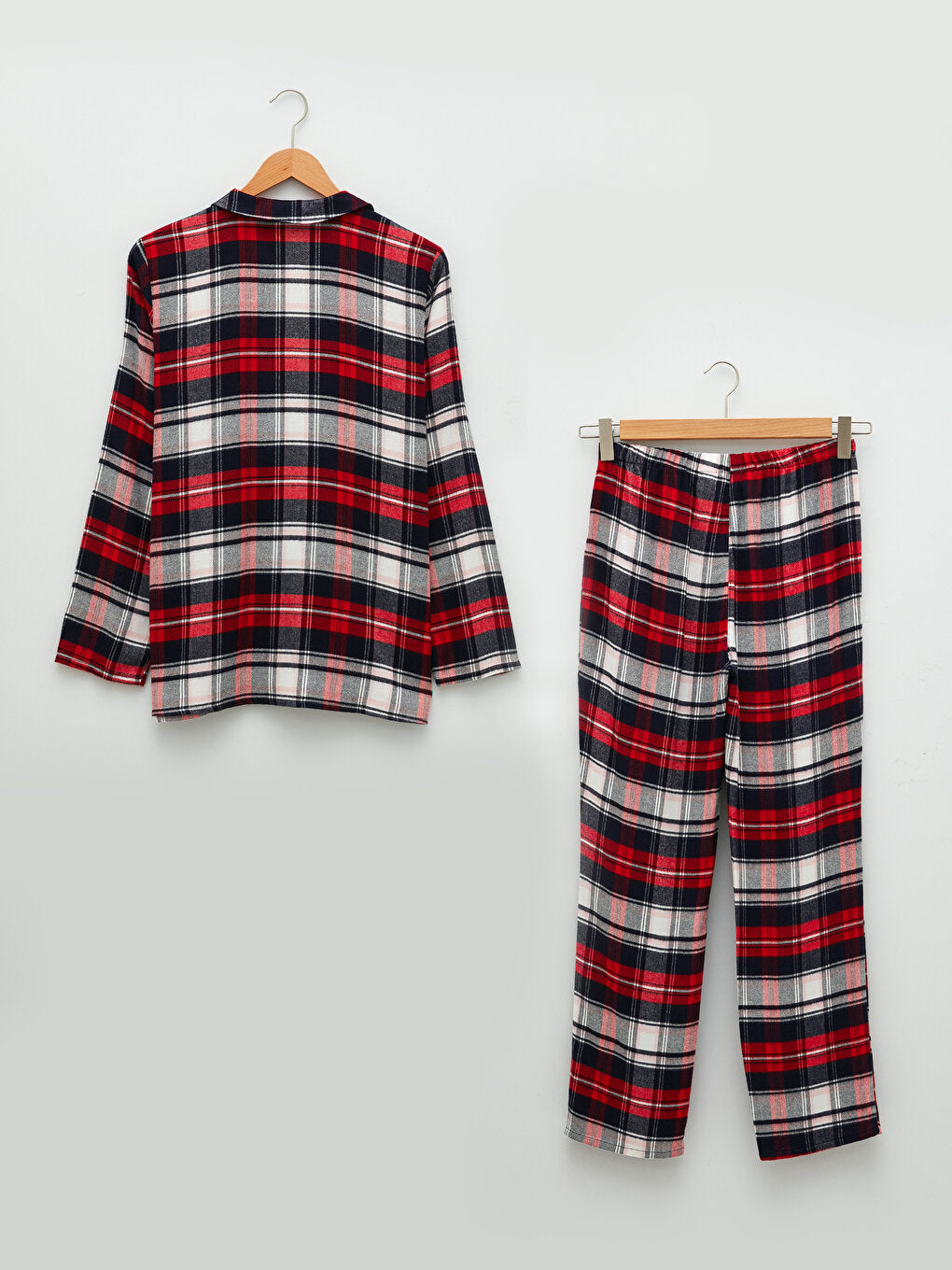 Shirt Collar Plaid Long Sleeve Viscose Women's Pajama Set