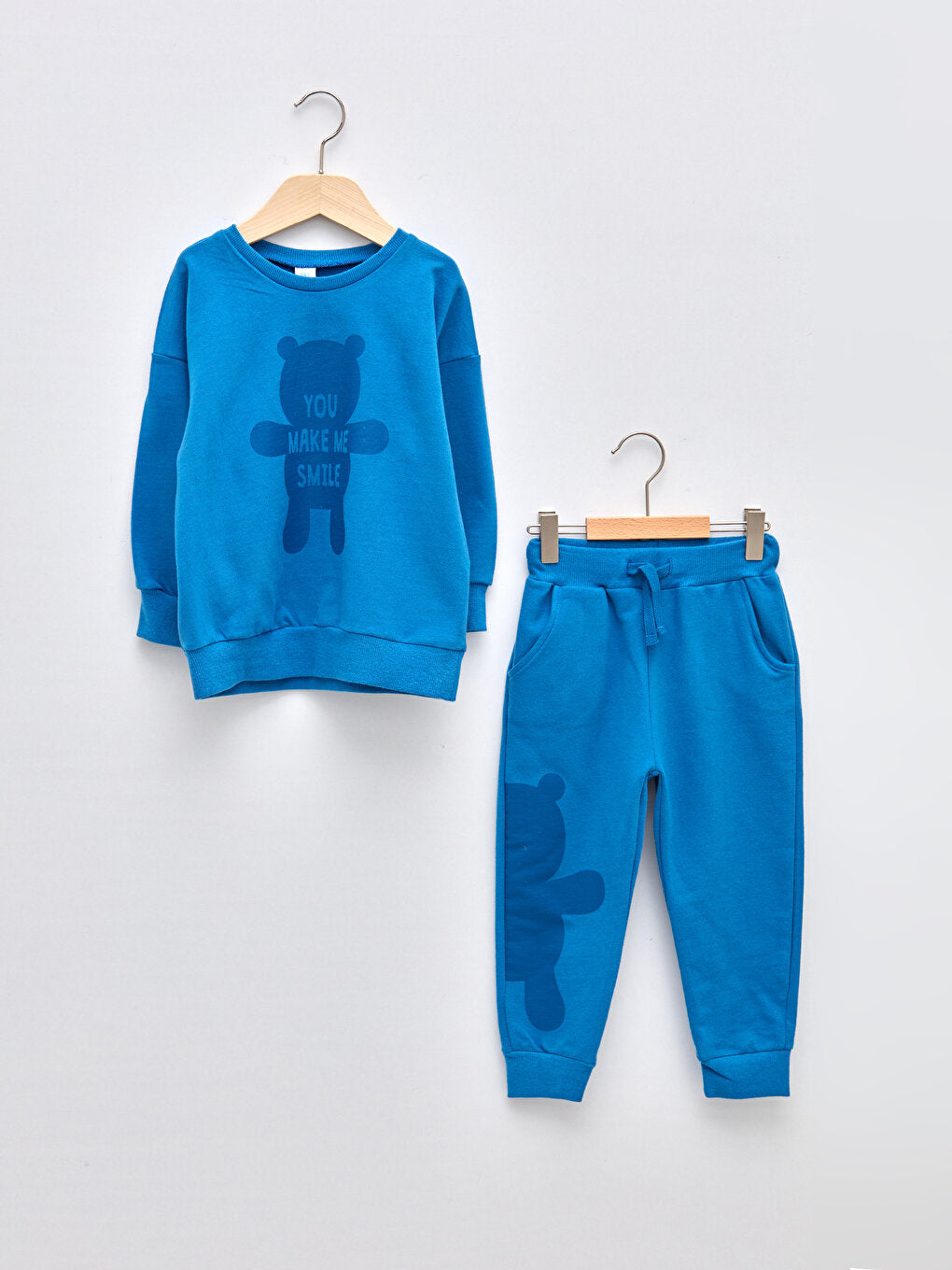 Crew Neck Long Sleeve Printed Baby Boy Sweatshirt and Trousers 2-Piece Set