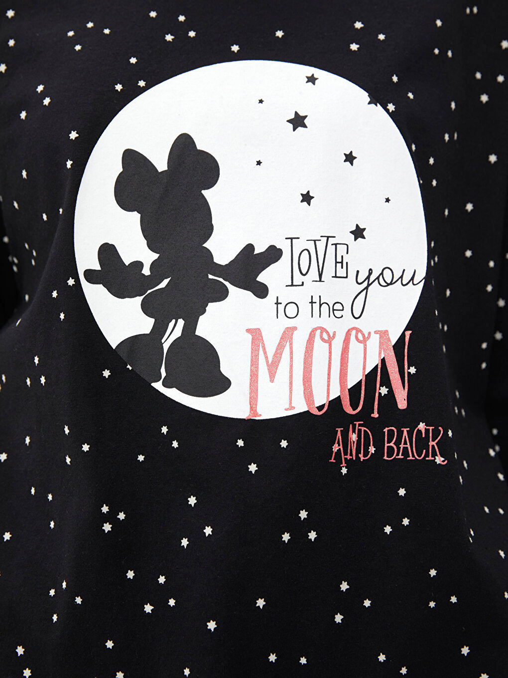 Crew Neck Minnie Mouse Printed Long Sleeve Cotton Women's Pajama Set