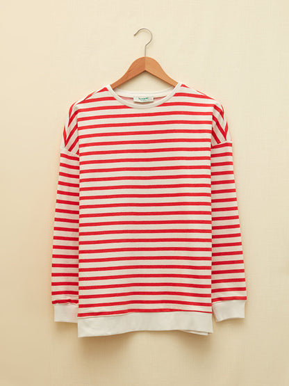 Crew Neck Striped Long Sleeve Women's Sweatshirt