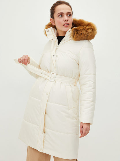 Hooded Plain Long Sleeve Thick Women's Puffer Coat