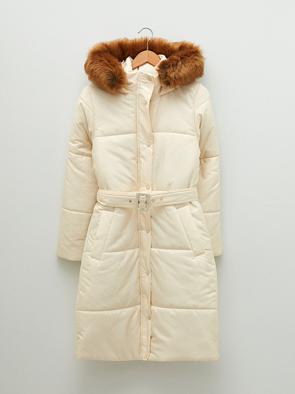 Hooded Plain Long Sleeve Thick Women's Puffer Coat