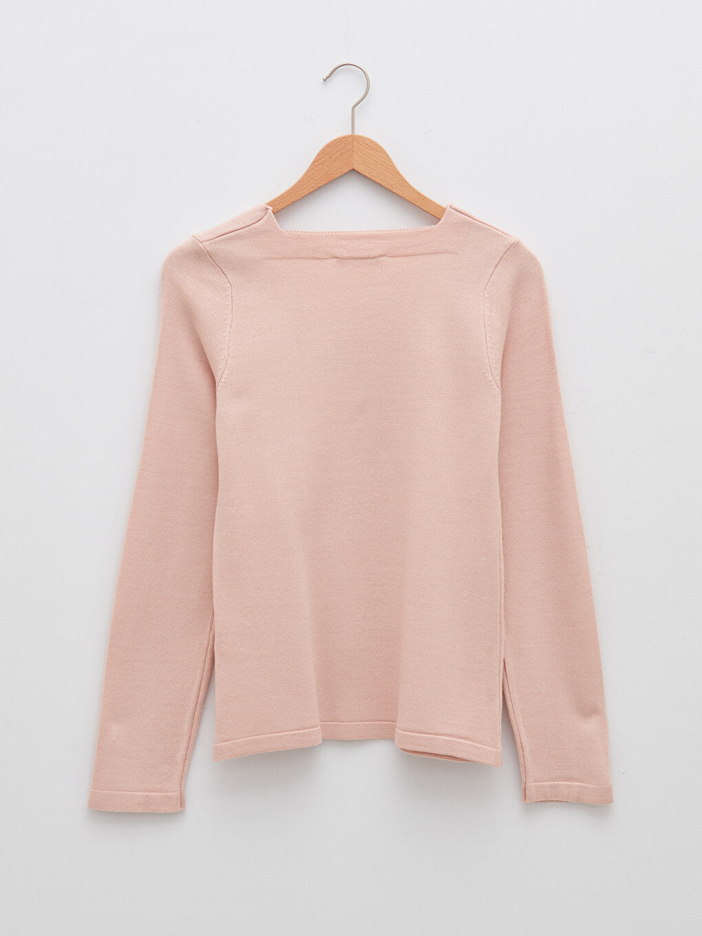 Square Collar Plain Long Sleeve Women's Knitwear Sweater