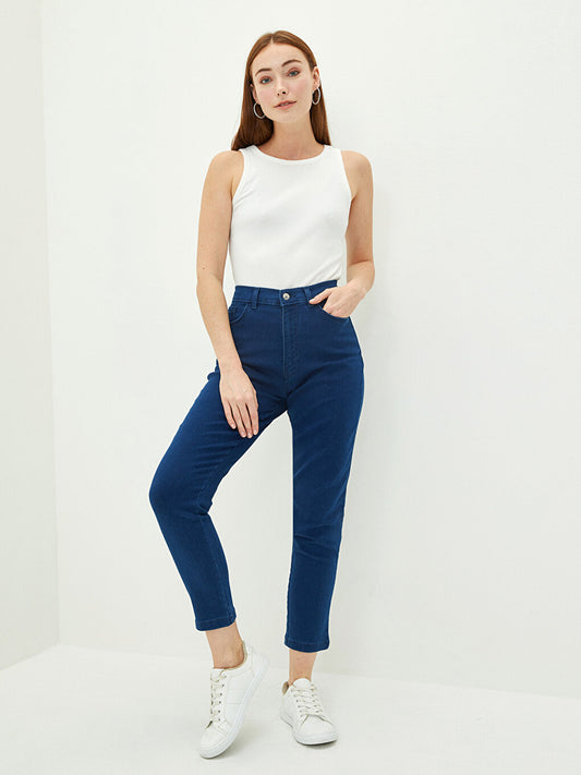 Standard Fit Women's Jean Trousers with Pocket Detail