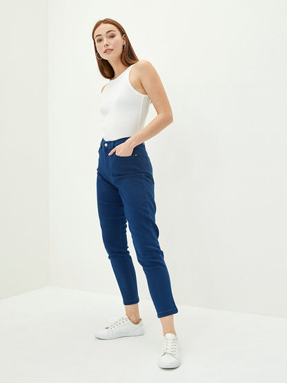 Standard Fit Women's Jean Trousers with Pocket Detail