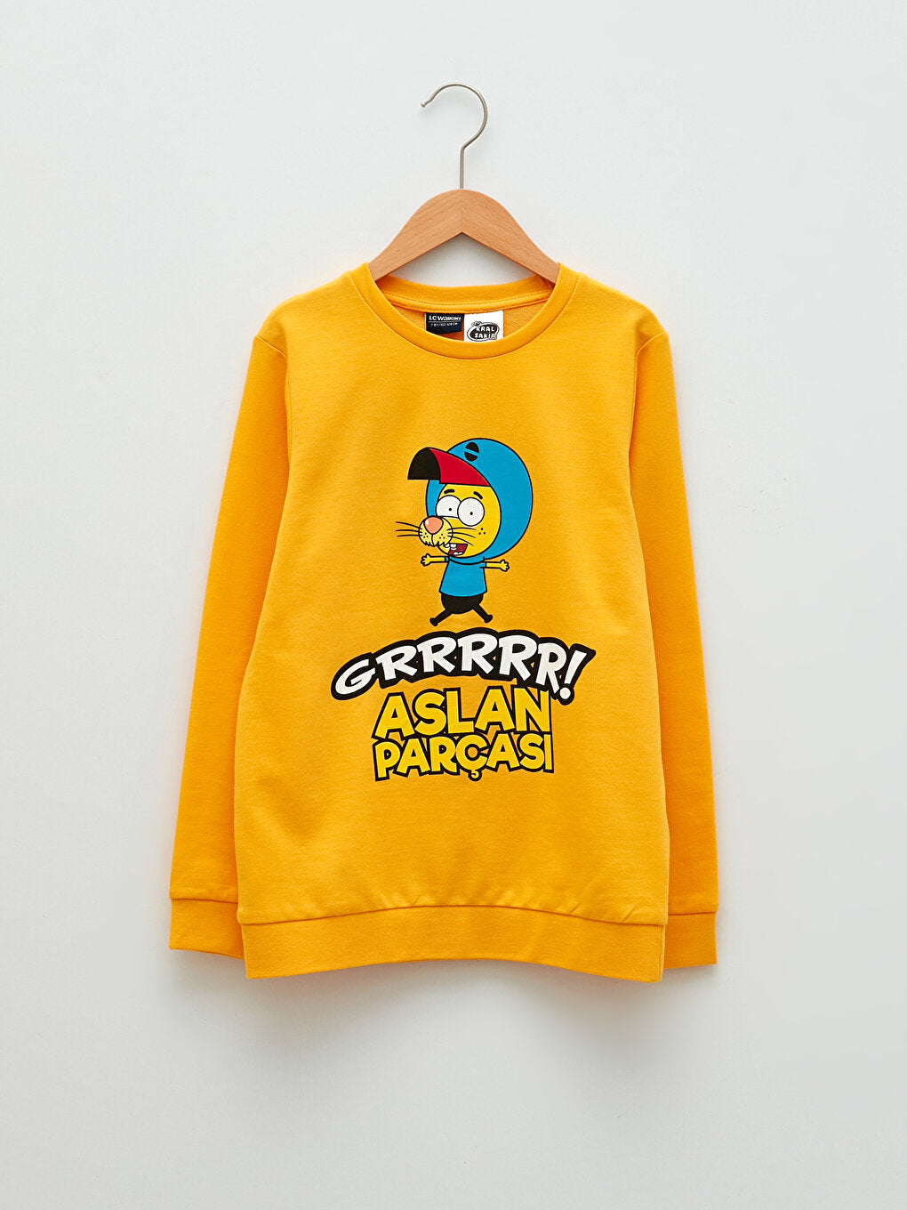 Crew Neck Kral Şakir Printed Long Sleeve Boy's Sweatshirt