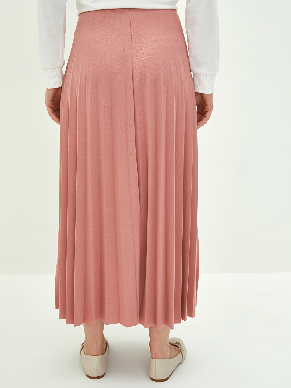 Women's Elastic Waist Straight Pleated Skirt