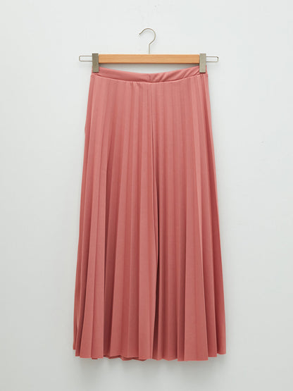 Women's Elastic Waist Straight Pleated Skirt