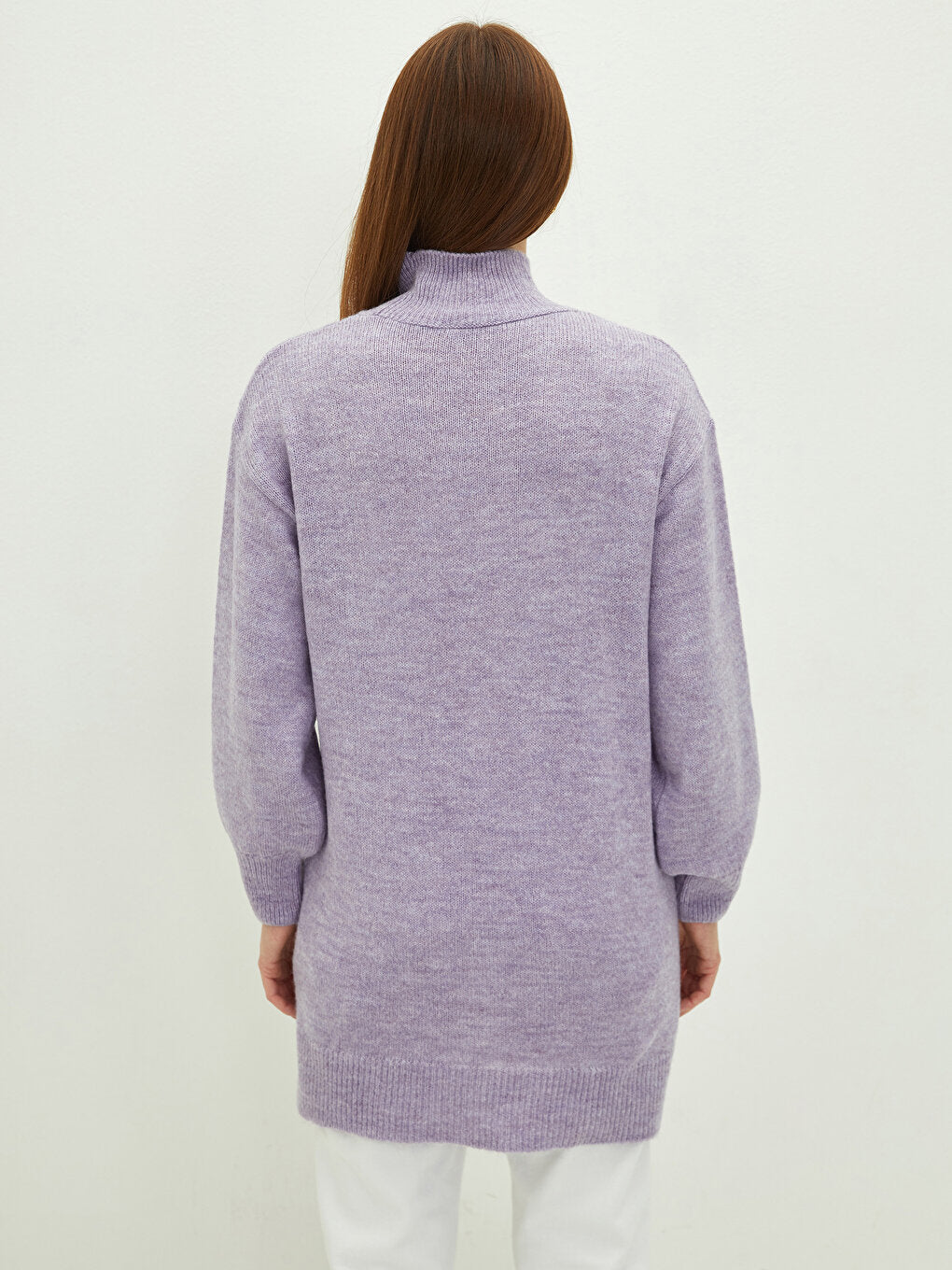 Half Turtleneck Plain Long Sleeve Women's Knitwear Tunic