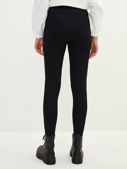 Plain Women's Leggings Trousers with Elastic Waist