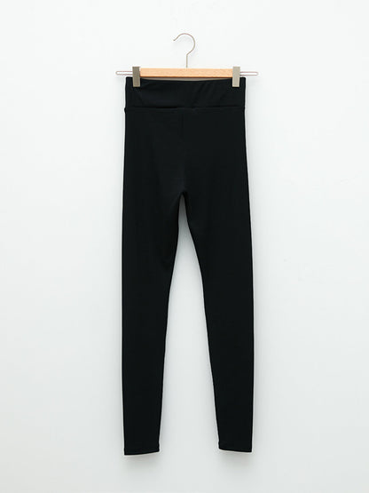 Plain Women's Leggings Trousers with Elastic Waist