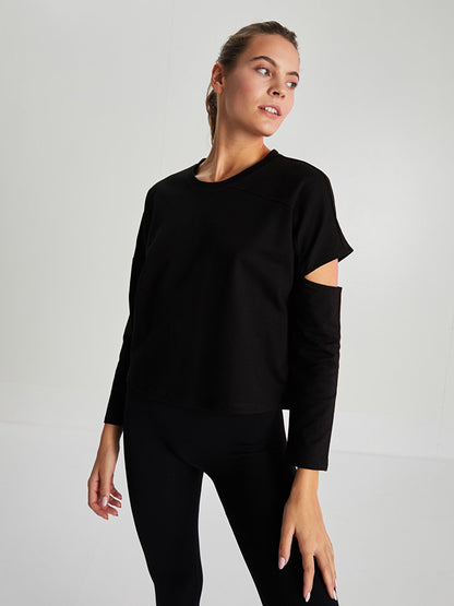 Crew Neck Plain Long Sleeve Women's Pajama Top