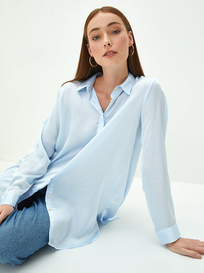 Shirt Collar Plain Long Sleeve Women's Tunic