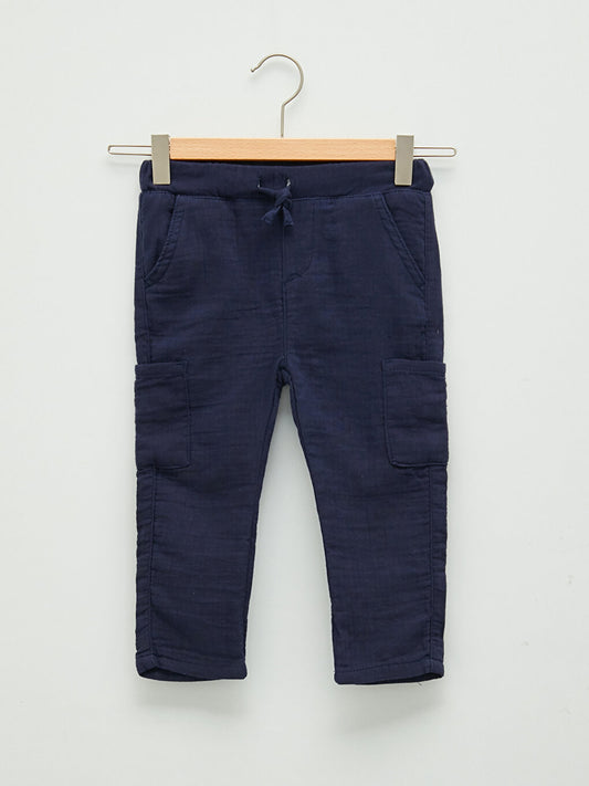 Basic Cotton Baby Boy Trousers with Elastic Waist