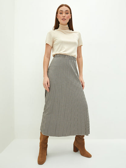 Plaid Women's Pleated Skirt with Elastic Waist