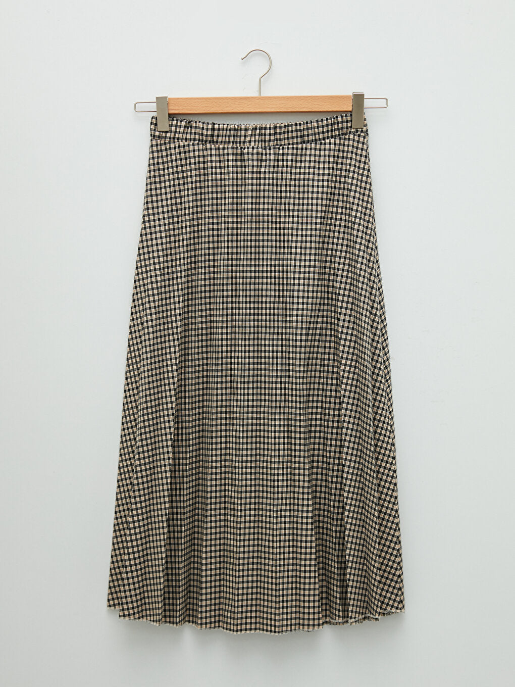 Plaid Women's Pleated Skirt with Elastic Waist