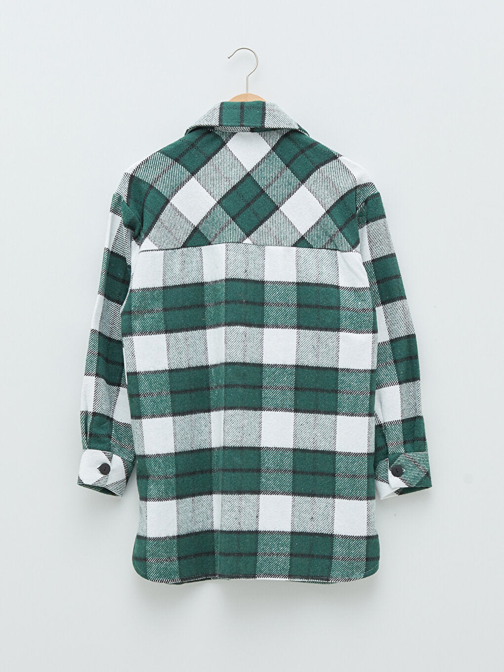 Front Button Closure Plaid Long Sleeve Women's Shirt Jacket