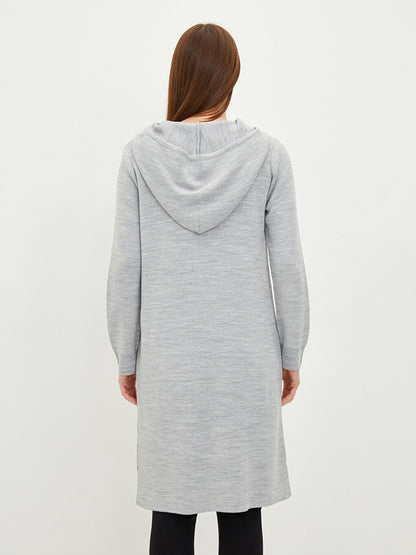 Hooded Plain Long Sleeve Women's Knitwear Tunic