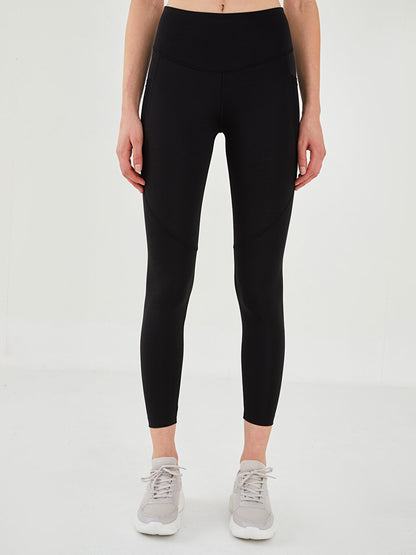 Plain Sports Women's Leggings with Elastic Waist