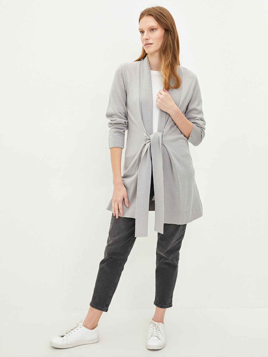 Shawl Collar Plain Long Sleeve Women's Knitwear Cardigan