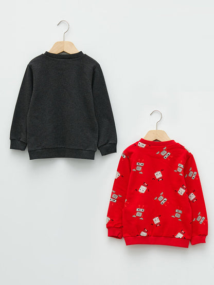 Crew Neck Long Sleeve Printed Baby Boy Sweatshirt 2-pack