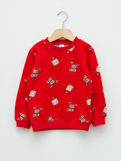 Crew Neck Long Sleeve Printed Baby Boy Sweatshirt 2-pack