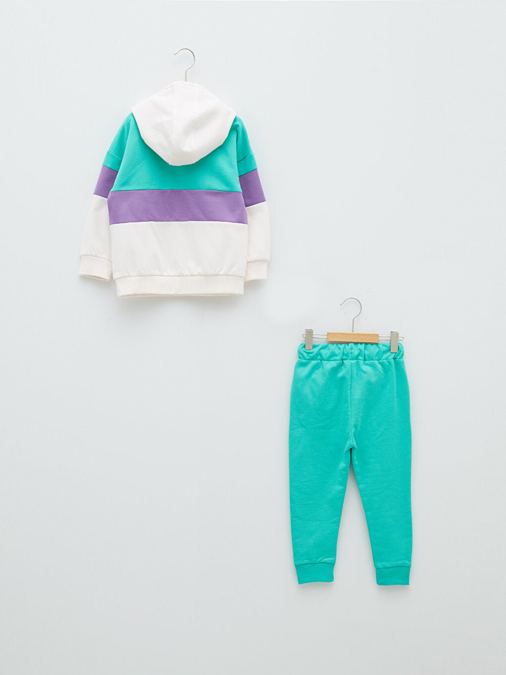 Hooded Long Sleeve Color Block Baby Boy Sweatshirt and Jogger Pants 2-Piece Set