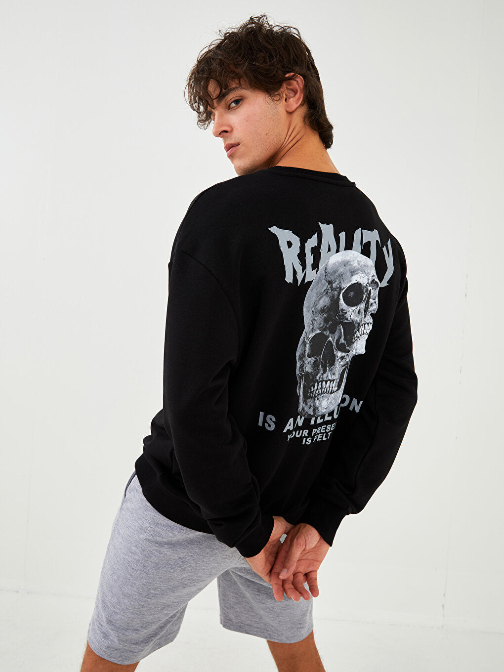 Oversize Crew Neck Long Sleeve Men's Sweatshirt