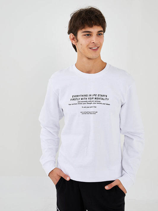 Crew Neck Long Sleeve Printed Men's Sweatshirt