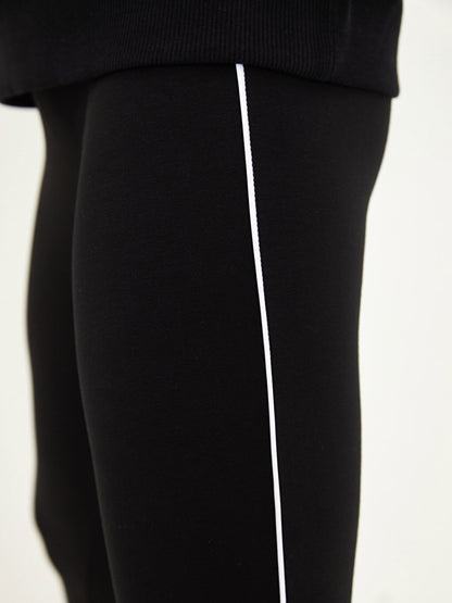 Women's Leggings with Elastic Waist and Stripe Detail