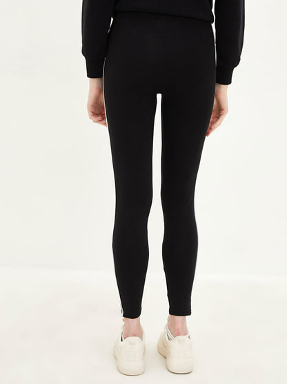 Women's Leggings with Elastic Waist and Stripe Detail