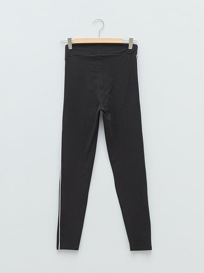 Women's Leggings with Elastic Waist and Stripe Detail