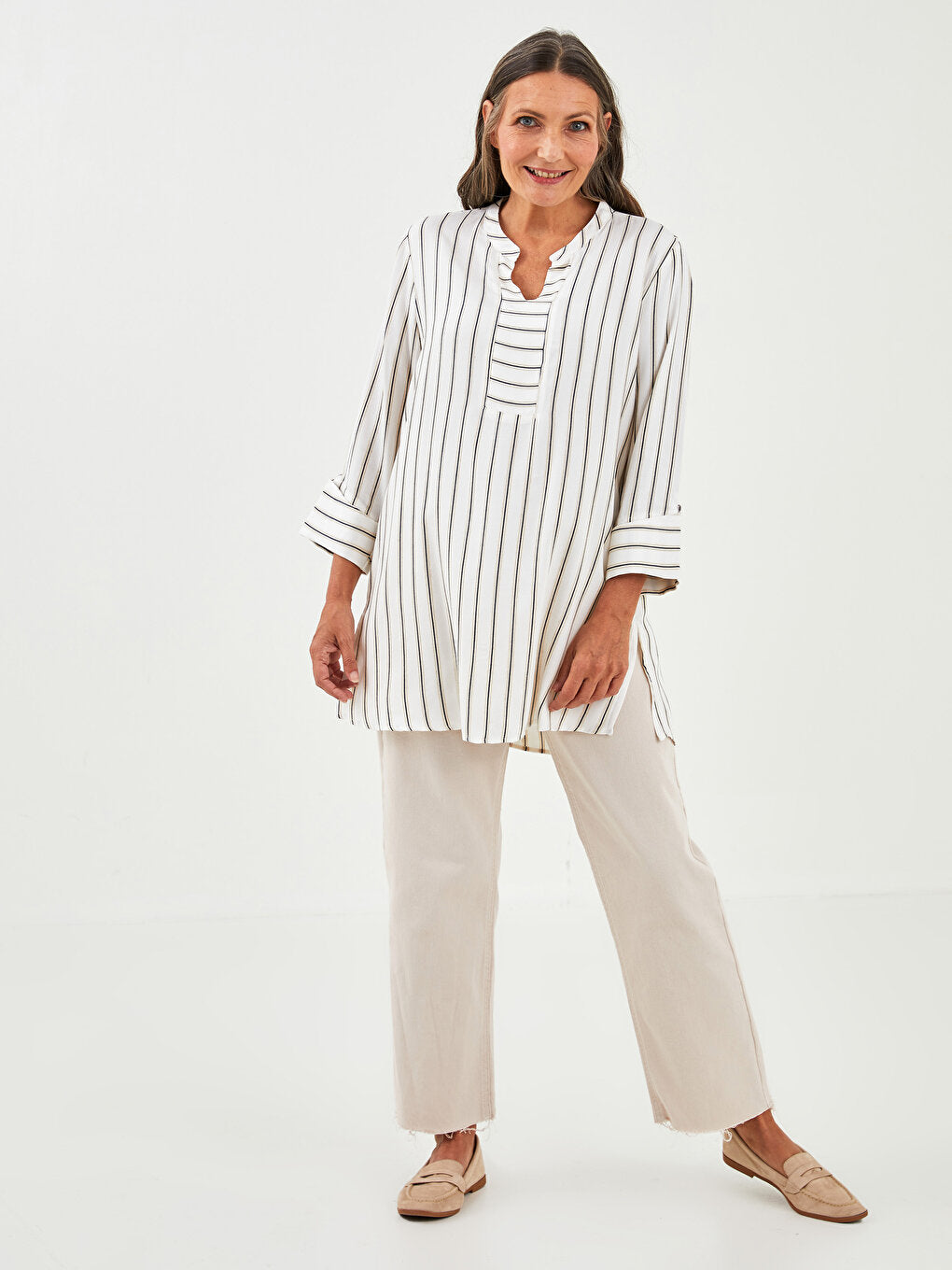 Wacky Collar Striped Women's Tunic