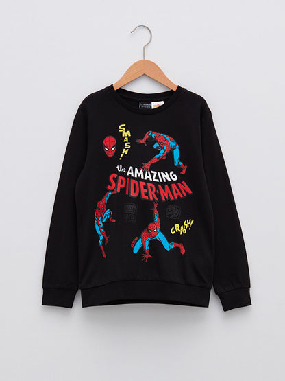 Crew Neck Spiderman Printed Long Sleeve Boy's Sweatshirt