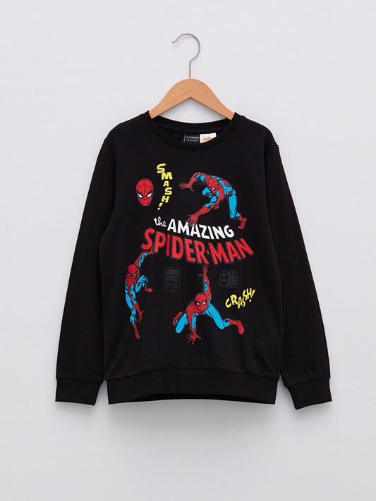 Crew Neck Spiderman Printed Long Sleeve Boy's Sweatshirt