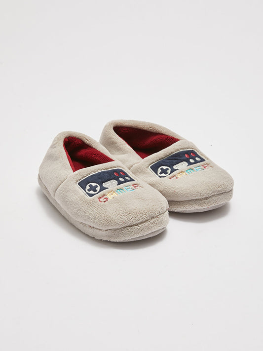 Boys' House Slippers with Embroidery Detail