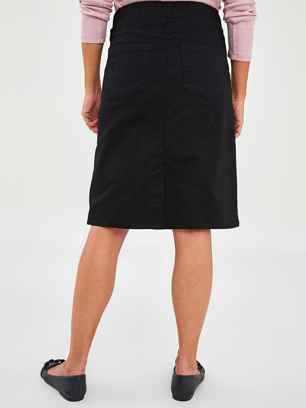 Women's Skirt with Elastic Waist Straight Pocket Detail